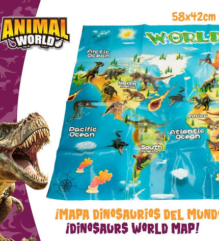 Colorbaby dinosaur playset with 19 pieces, including six colorful dinosaur figures, measuring 17x9x6 cm, for imaginative play.