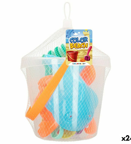 Colorbaby strand speelgoedset with 24 colorful plastic strands, 18 cm long, ideal for outdoor play and creative building.