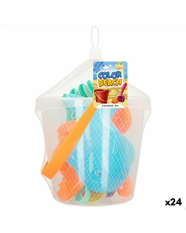 Colorbaby strand speelgoedset with 24 colorful plastic strands, 18 cm long, ideal for outdoor play and creative building.