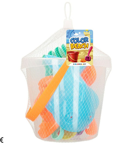 Colorbaby strand speelgoedset with 24 colorful plastic balls, 18 cm diameter, for outdoor play and sports activities.