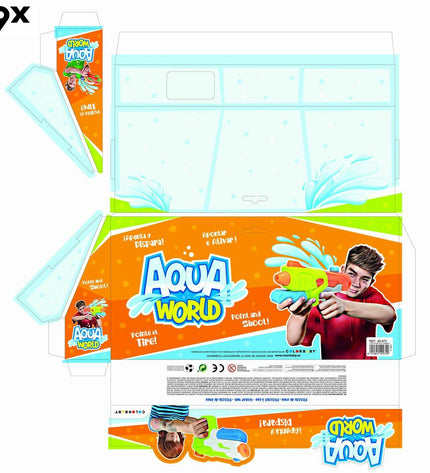 Colorbaby water pistols set, colorful toy water guns for outdoor play, 34.5 x 16 x 5 cm, 6-piece outdoor toy set.