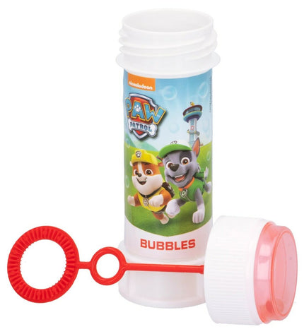 Paw Patrol Bellenblazer toy set with 216 pieces, 60 ml bubble solution, featuring colorful bubbles and playful packaging.