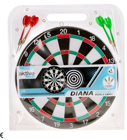 Set of 12 Aktive dart targets, 29x29cm, suitable for sports and outdoor dart games, with white scoring areas and red borders.