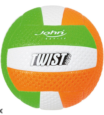 Set of 12 John Sports volleyballs, 22 cm diameter, suitable for sport and outdoor play, featuring vibrant designs.