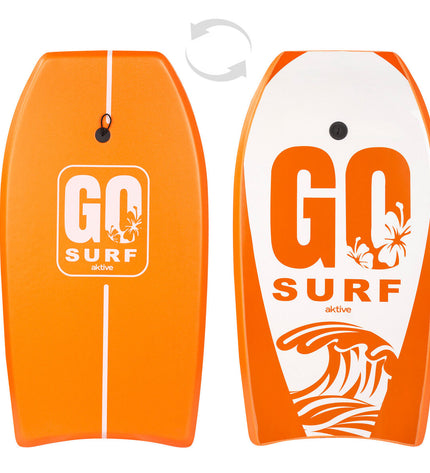 Aktive BodyBoard 48x94x5.5 cm for water sports, shown on the outdoor watersport scene, with a textured surface and adjustable strap