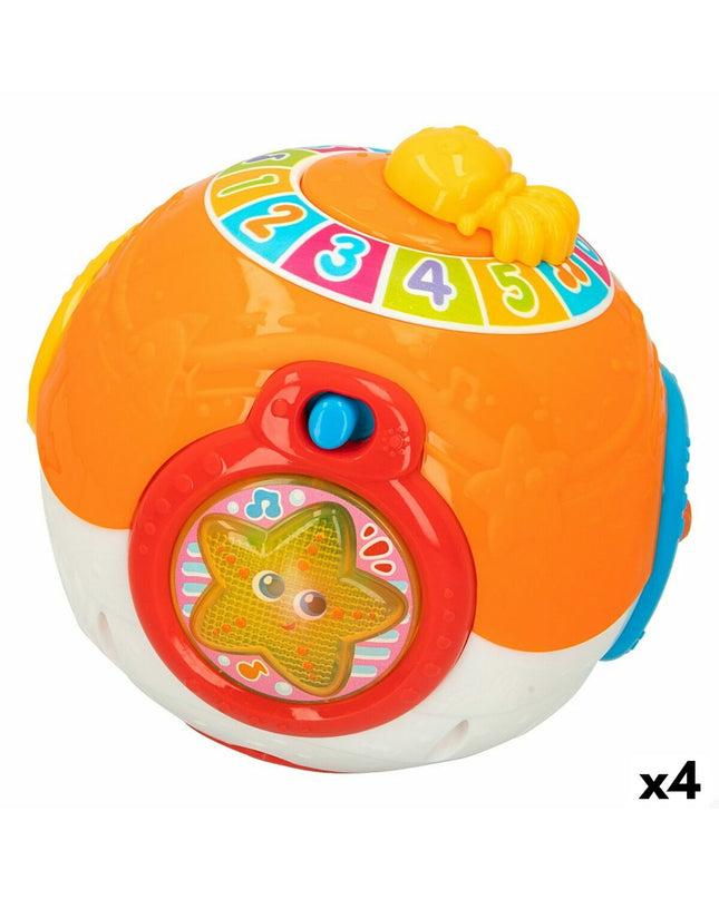 Set of four Winfun music toys for babies, each measuring 15x15 cm, colorful and designed for young children’s play and learning.