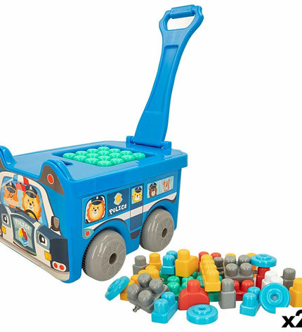 Color Block police car building blocks set with 30 colorful pieces, includes two toy police cars for kids' creative play.