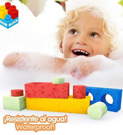Color Block EVA building blocks in vibrant colors, 32-piece set for creative play, featuring various geometric shapes.