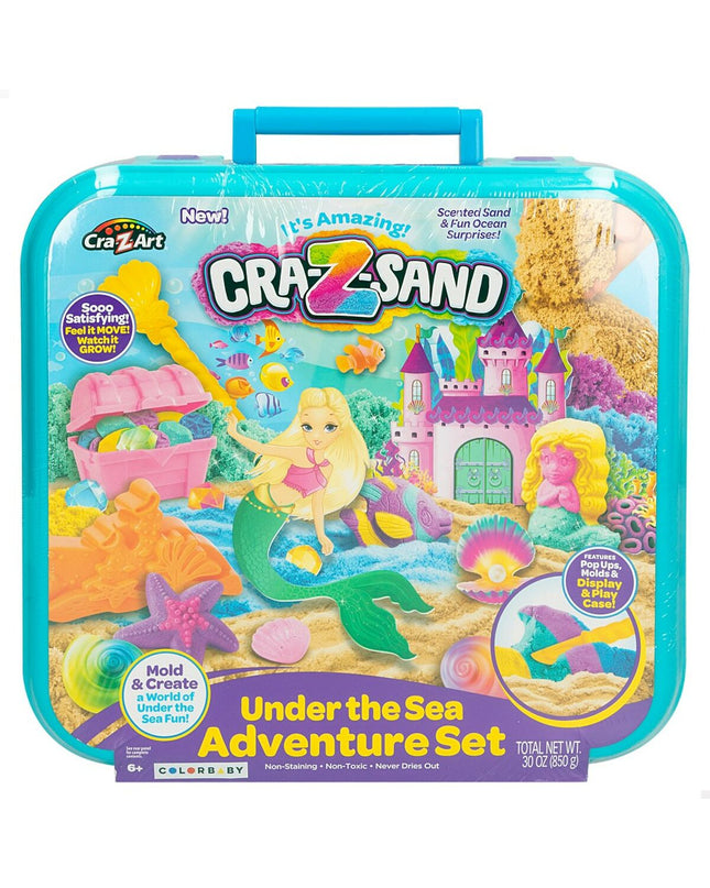 Three 850g containers of Cra-Z-Art Magisch Zand for creative play and craft activities, shown in colorful packaging.