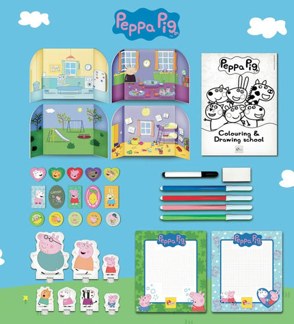 Set of six Peppa Pig educational games in colorful packaging, featuring Peppa Pig characters, measuring 23 x 31 x 9 cm.
