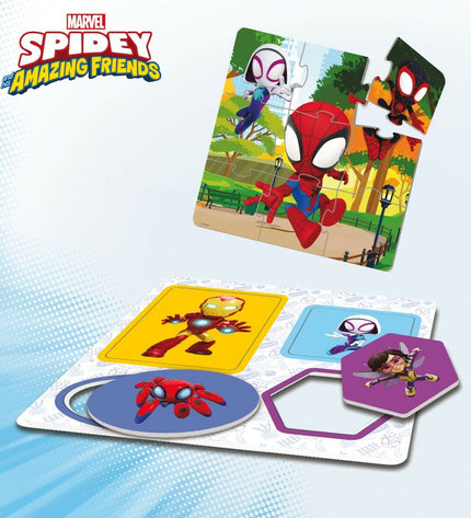 Set of six Spidey educational games, 24.5 cm, featuring colorful Spidey-themed play pieces for kids' fun and learning.