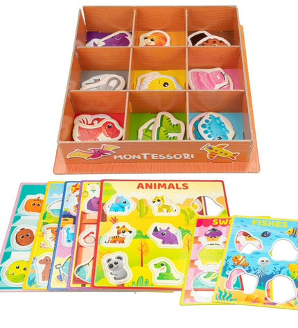 Lisciani Giochi educational Montessori color game set with 61 pieces in a 26x26x6 cm box for kids' learning activities.
