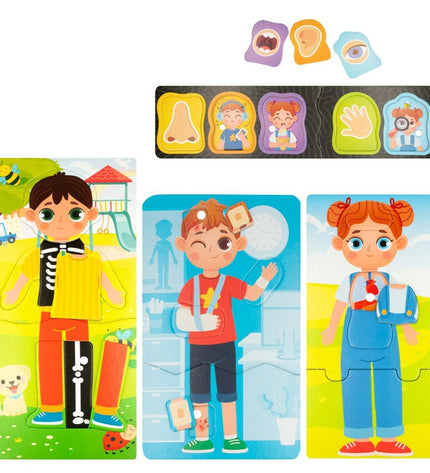 Set of six Lisciani Giochi Baby Doctor educational toys, colorful playsets for children, measuring 22.5 x 0.5 x 47.5 cm.