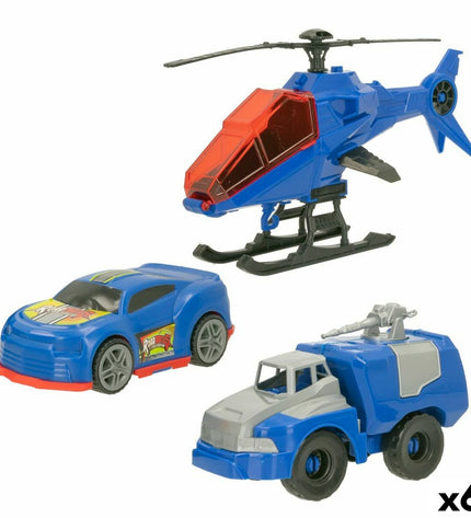 Colorbaby politie speelgoed set with three vehicles, including six pieces, designed for kids' play and imaginative vehicle fun.