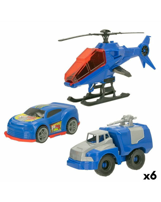Colorbaby politie speelgoed set with three vehicles, including six pieces, designed for kids' play and imaginative vehicle fun.