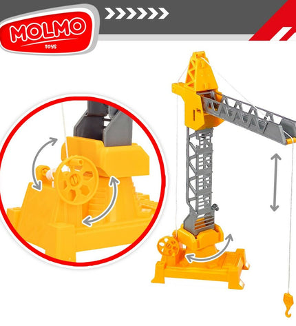 Colorbaby Bouwvoertuigen set includes four colorful toy construction vehicles with three parts each, perfect for imaginative play.
