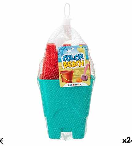 Colorbaby Strandspeelgoedset with 3 pieces, 24 colorful nylon strands for creative play and outdoor activities.