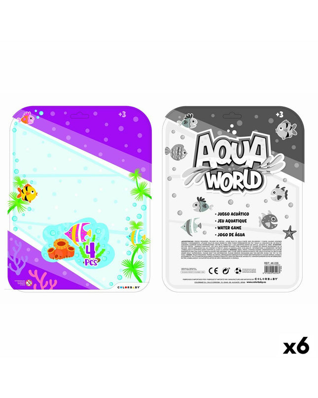 Colorbaby Waterspel Aqua World toy set with six colorful water games in 16.5 x 19.7 x 2.5 cm size for outdoor fun.