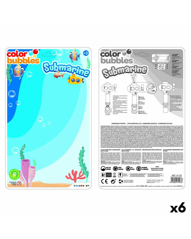 Colorbaby Bellenblaas set with 6 colorful bubble wands, 14x28x7.5 cm, ideal for outdoor play and toys.