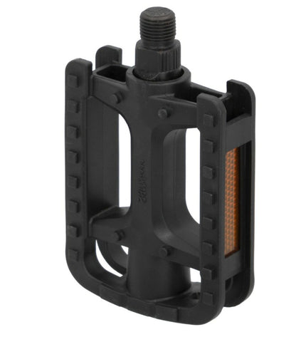 Set of 24 black bicycle pedals by Aktive, 11x3x8 cm, suitable for sport and outdoor cycling, shown in a close-up image.