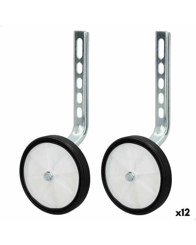 Set of 12 Aktive children's bike wheels for sport and outdoor riding, featuring various sizes and colorful designs.