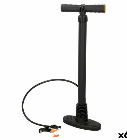 Set of six Aktive foot pumps for cycling, camping, and outdoor activities, shown in a compact, portable design.