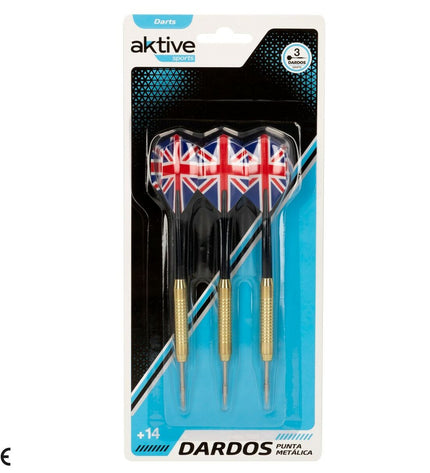 Set of 24 Aktive metal dart tips with three components, suitable for professional darts and outdoor dart games.