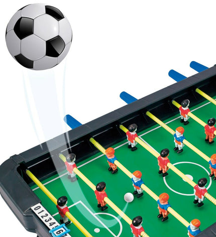 Two CB Games table football toys, 45x8x55 cm, featuring miniature soccer game accessories and vibrant colorful details.