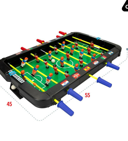 Pair of CB Games foosball tables, 45 x 8 x 55 cm, designed for kids' toys and game accessories, with detailed playing surfaces.
