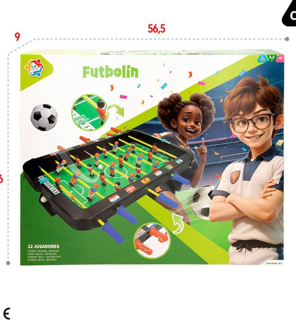 Pair of CB Games tabletop foosball tables measuring 45x8x55 cm, designed for fun and interactive gameplay.