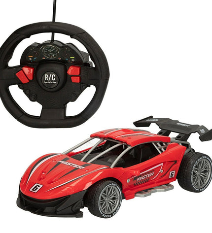 Six red Speed & Go remote-controlled police cars, 16:1 scale, 22x7x11 cm, toy vehicles for kids.