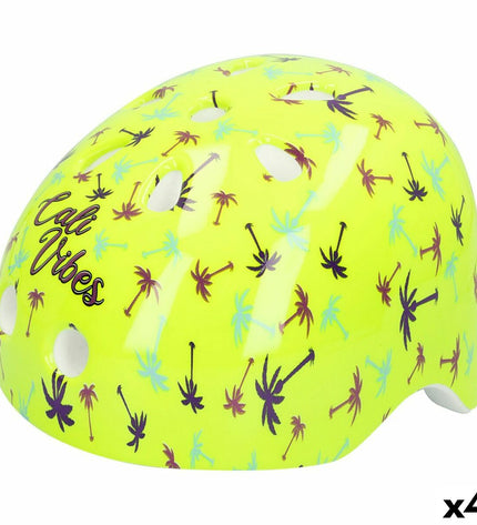 Colorbaby Neon Cali Vibes yellow kids' bike helmets for children, sporty outdoor protective helmets with colorful design.