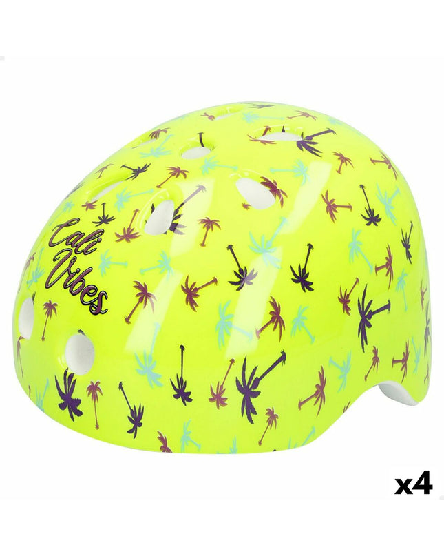 Colorbaby Neon Cali Vibes yellow kids' bike helmets for children, sporty outdoor protective helmets with colorful design.