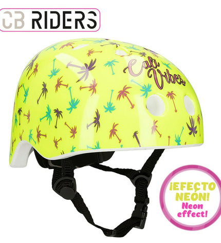 Colorbaby Neon Cali Vibes yellow bike helmets for kids, sport and outdoor cycling, set of four, with bright colorful design.