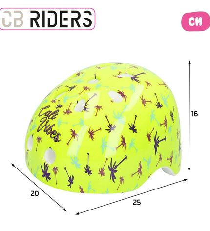 Colorbaby Neon Cali Vibes yellow kids' bike helmets for sports and outdoor riding, shown in a set of four.