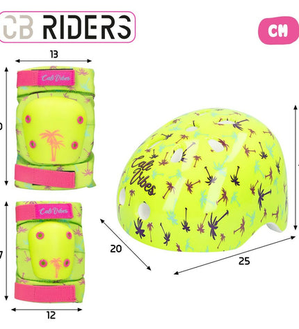 Colorbaby Neon Cali Vibes yellow sports protection set for cycling, includes knee and elbow pads for outdoor riding.