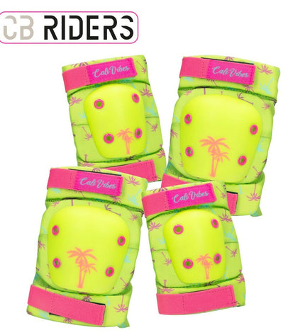 Colorbaby Neon Cali Vibes yellow sports protection set for cycling, includes knee and elbow pads for outdoor and sports activities.