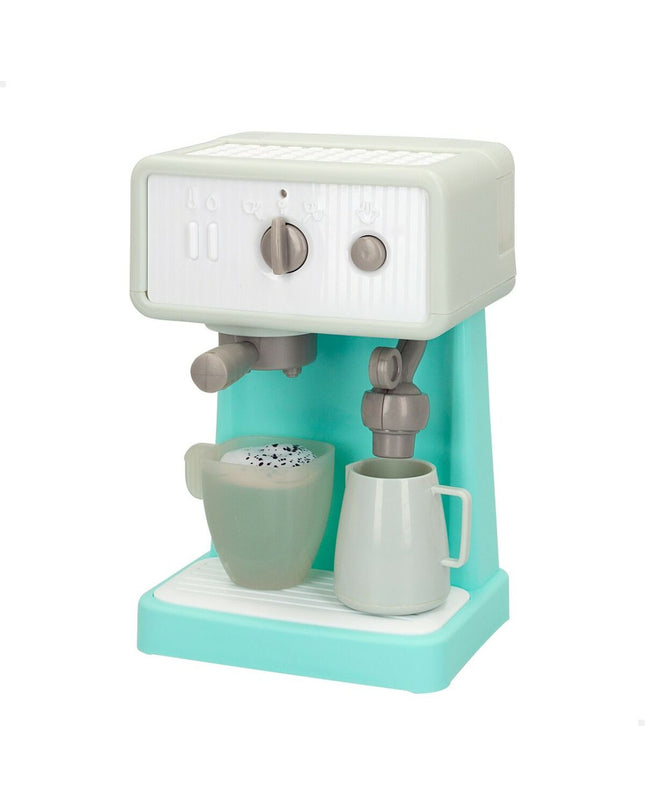 Two PlayGo espresso toy coffee machines for children, realistic playset for pretend coffee making, in bright colors.