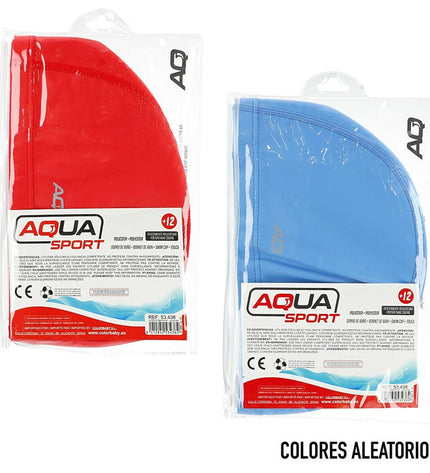 Set of 24 Aktive blue and red polyester sports and outdoor swim caps for watersport activities.