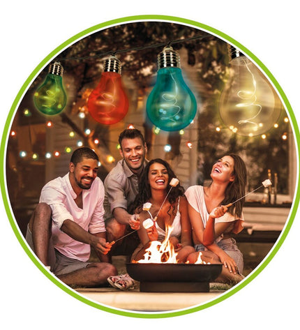 Set of six Aktive Bollenslinger LED outdoor garden string lights, 160 cm long with warm white bulbs for exterior decoration.