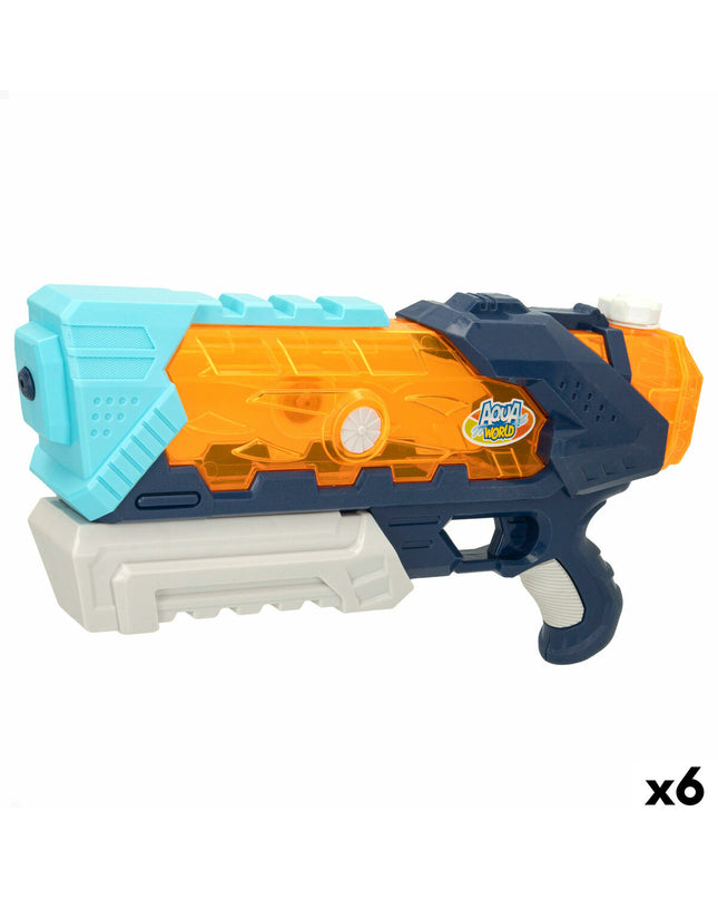 Colorbaby water pistols set showing six colorful water guns for outdoor play, each approximately 33x18x6.5 cm, ideal for kids.