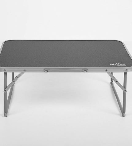 Six Aktive foldable tables, 60x25x40 cm, for outdoor camping and sports use, with sturdy surfaces and foldable design.