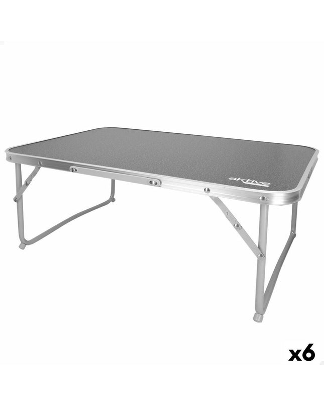Set of six Aktive folding tables, 60x25x40cm, ideal for outdoor camping and sports activities.