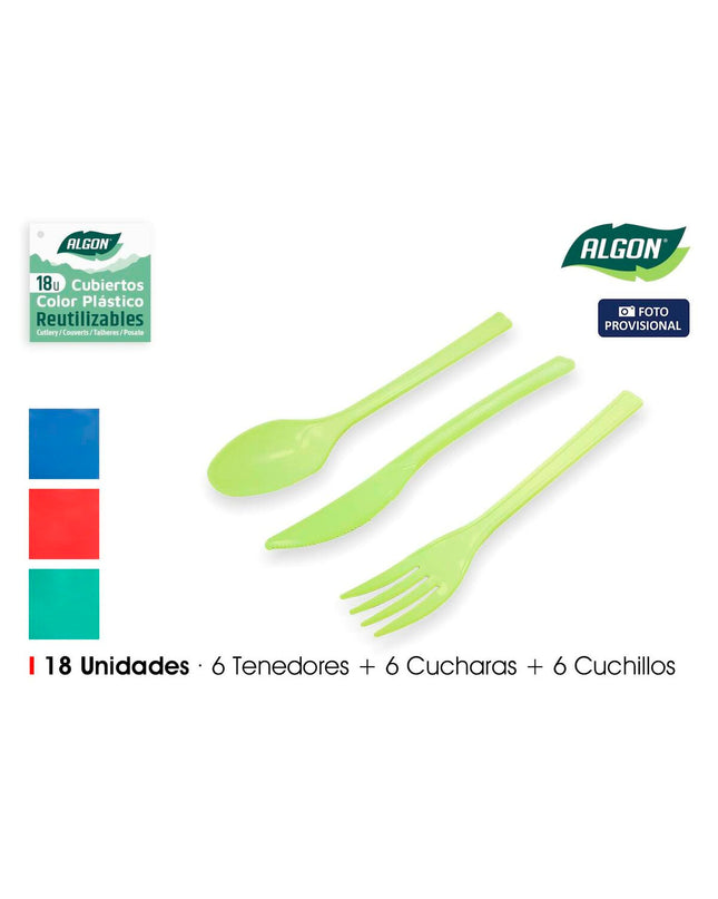 Algon sport en outdoor bestekset met 24 stuks, ideaal voor kamperen en wandelen, inclusief messen, vorken en lepels.