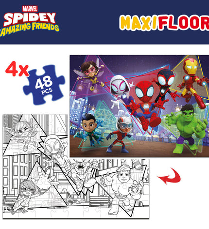Set van 4 Spidey puzzels met 48 stukjes, each 35 x 1.5 x 25 cm, voor speelgoed en hersenkrakers, inclusief six puzzel sets.