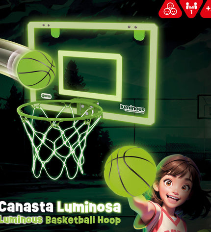 Colorbaby basketball in orange with black accents, suitable for outdoor sports, shown on a basketball court.