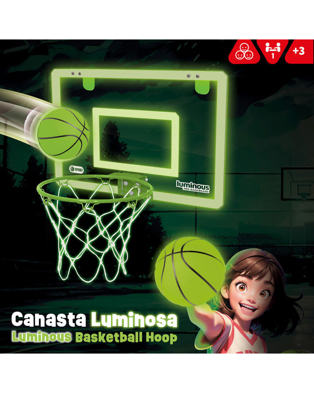 Colorbaby basketball in orange with black accents, suitable for outdoor sports, shown on a basketball court.