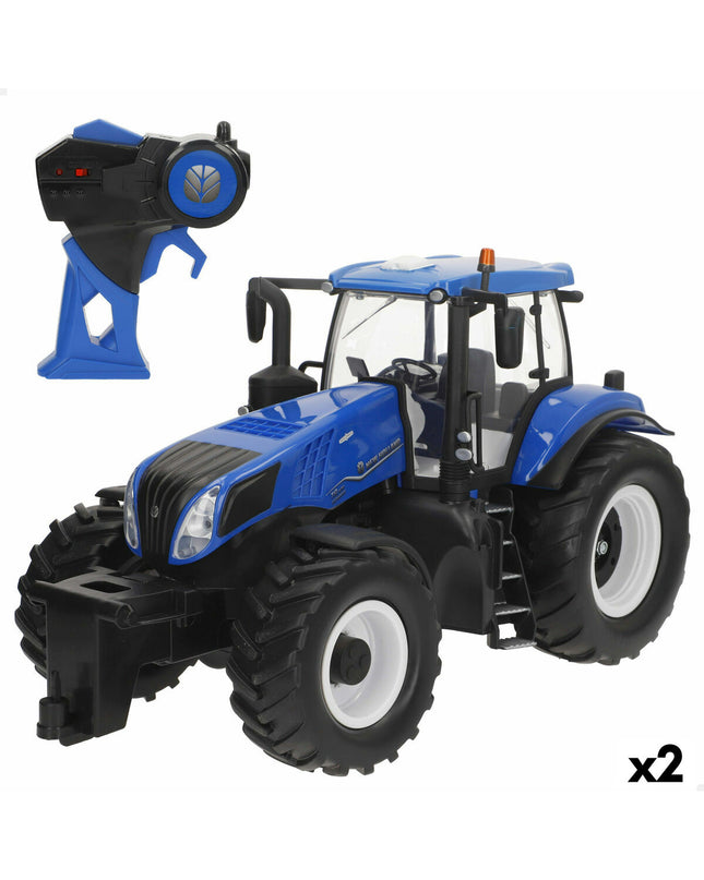 Two New Holland remote control police cars, toy vehicles measuring 37 x 21 x 18 cm, designed for children’s play and games.
