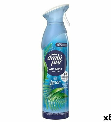 Ambi Pur Zeewind luchtverfrisserspray 185 ml, huis en koken decor, icon image showing product packaging and branding.