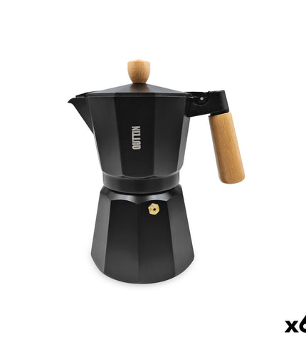 Quttin aluminium Italiaanse koffiepot set with six 0.45L moka pots for brewing coffee in the kitchen.